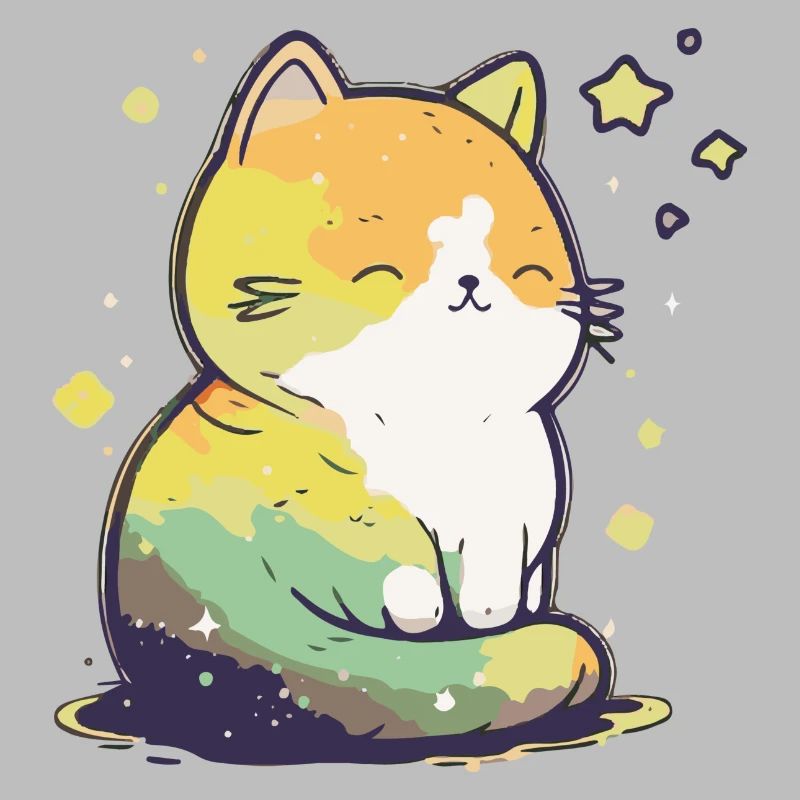 Comic Cute Kawaii Katze Sternchen Kitten Kätzchen