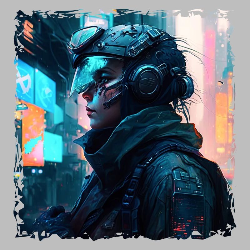 Warrior and soldier in the future as sci-fi artwork