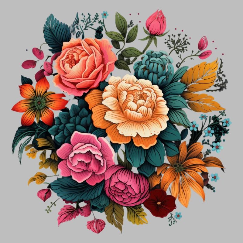 T-Shirts with a psychedelic flower pattern