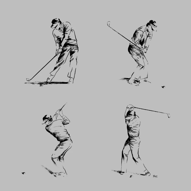 Illustration de 4 joueurs de golf.