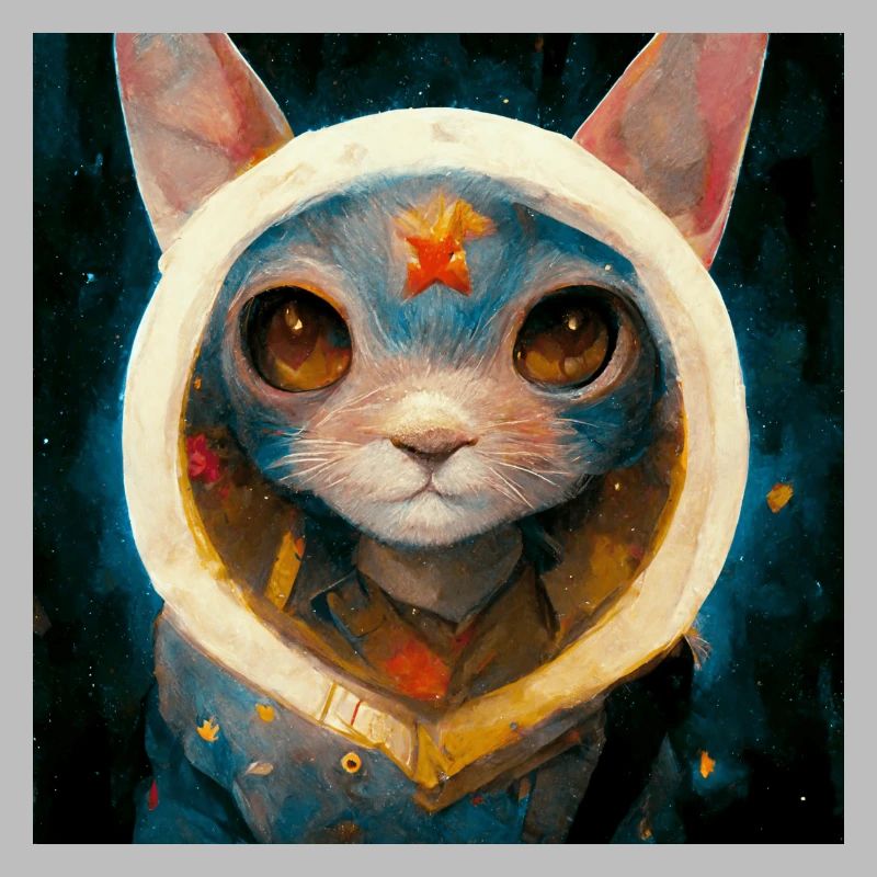 Chat réaliste dans la peinture spatiale