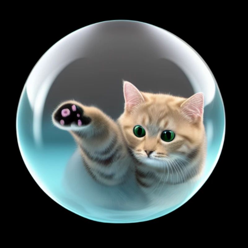 Chat en bulle de savon, style numérique