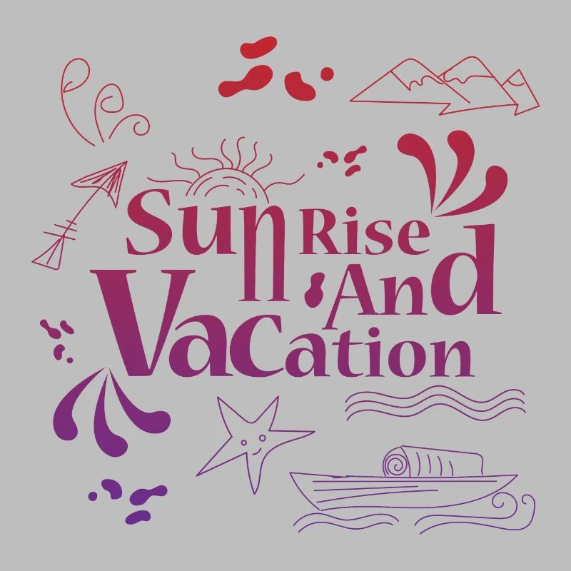 Lever du soleil et vacances doodle art