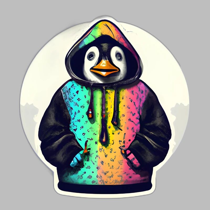 Pinguin mit Bunten Pullover