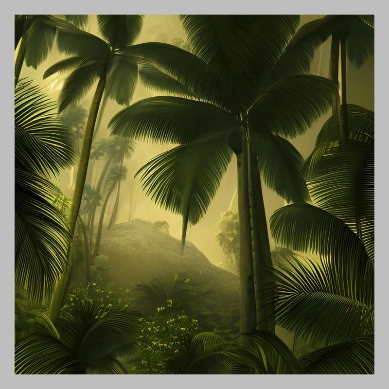 A forest with palm trees