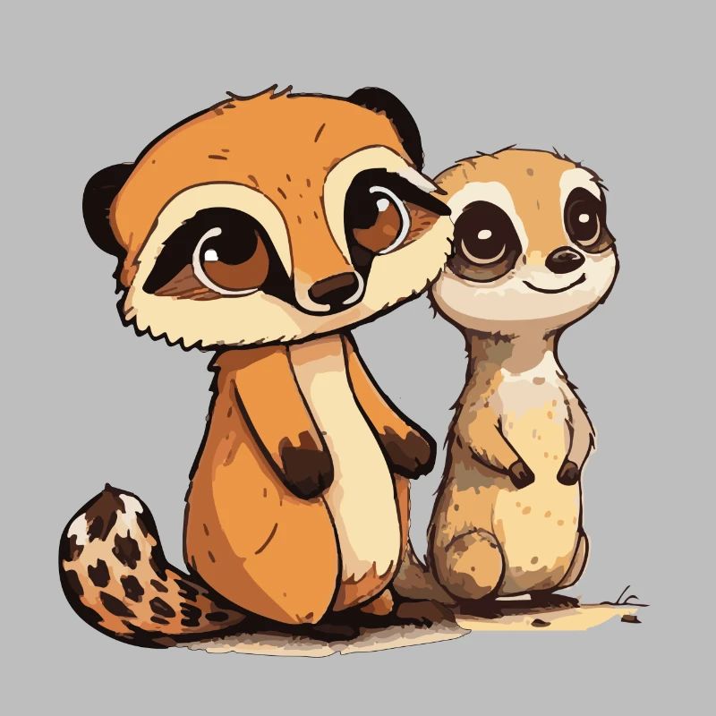 Comic Cute Kawaii Sticker Erdmännchen Hörnchen