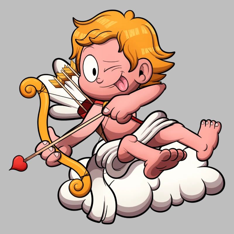 Cupid On Cloud With Bow And Arrow