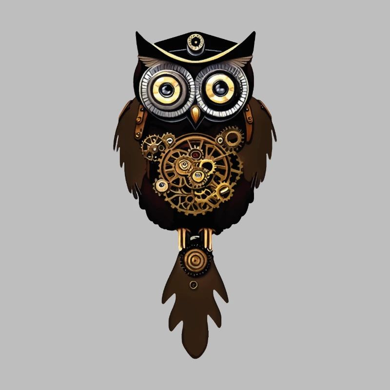 Steampunk Owl with Machine Clock