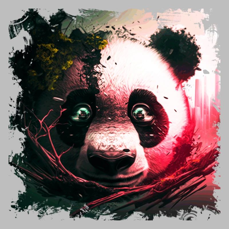 Tête d’ours panda gros plan comme illustration de science-fiction