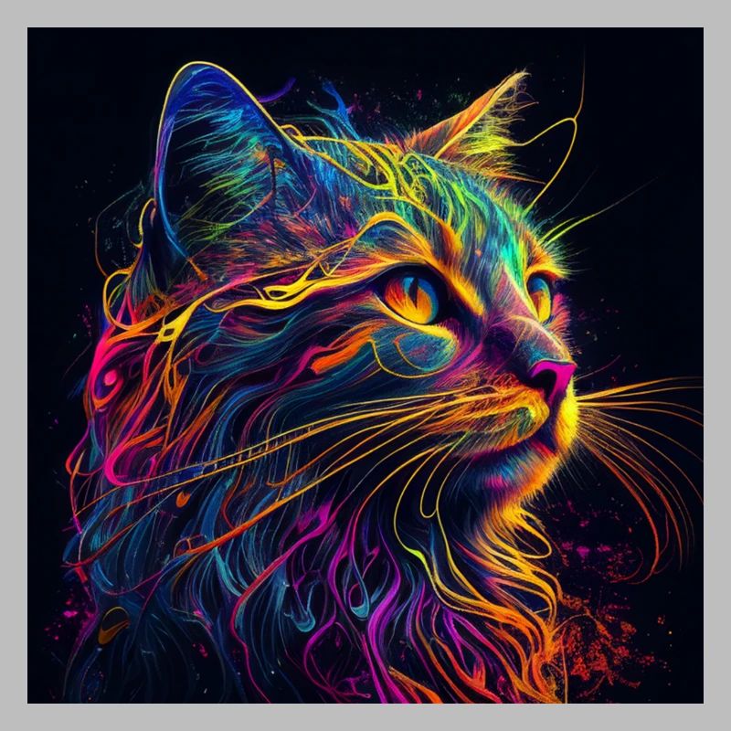 Chat coloré, design coloré