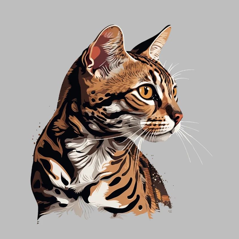 Portrait de chat du Bengale peint - Art