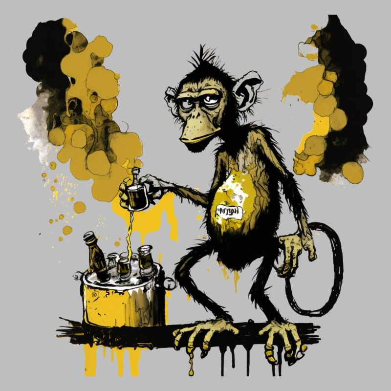 Cooler Schimpanse der sein eigenes Bier braut
