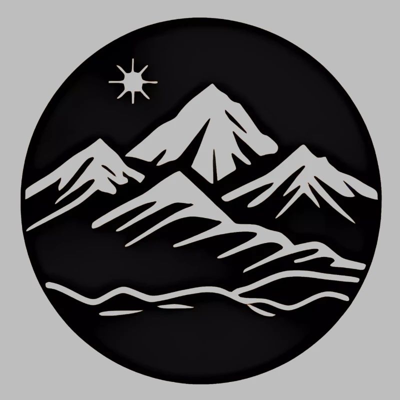 Mountains with sun in a circle