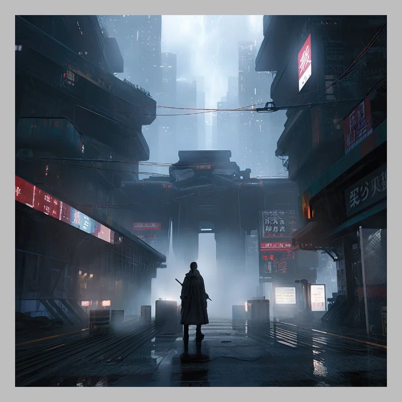 Shadow Ronin: Samurai-Silhouette im Regen
