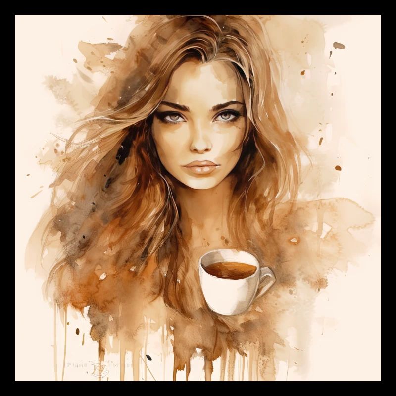 Coffee Bliss: Belle aquarelle brune d’un