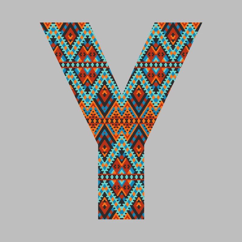 Buchstabe Y- Boho-Design, buntes Monogramm