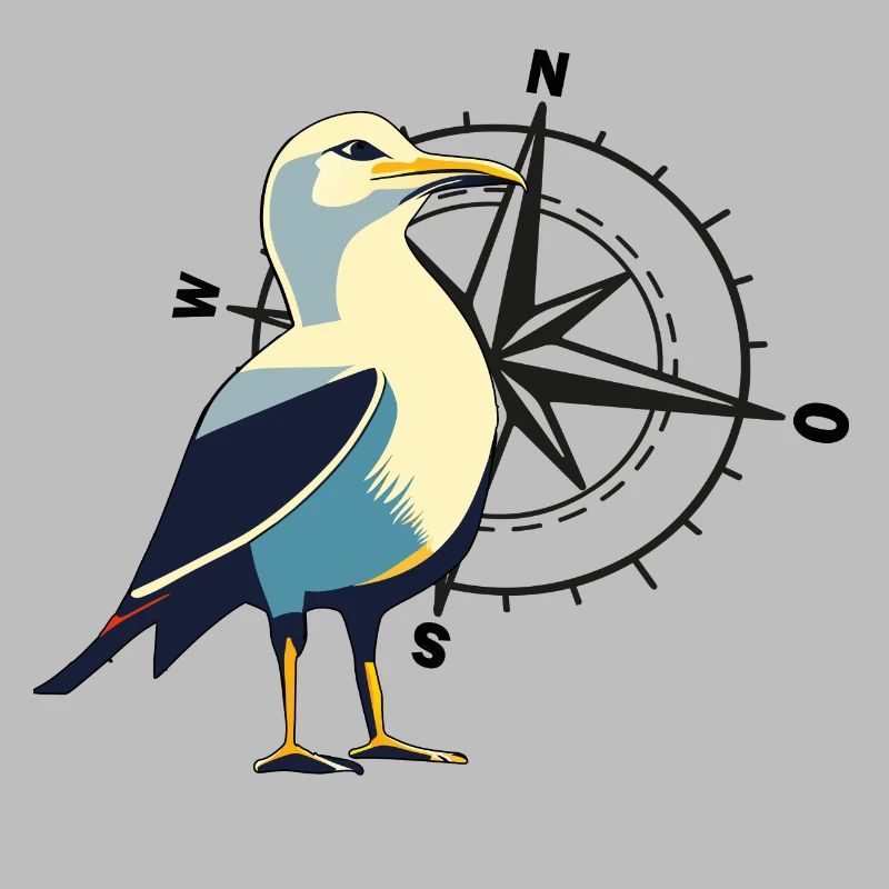 Möwe mit Kompass