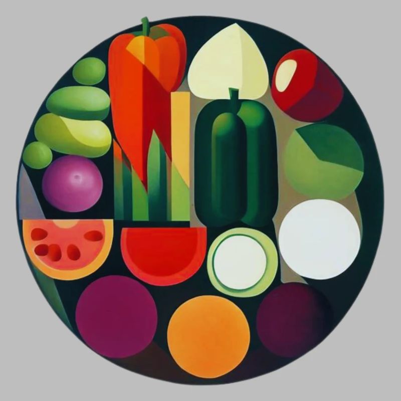 Artistic vegetables composition plant based power
