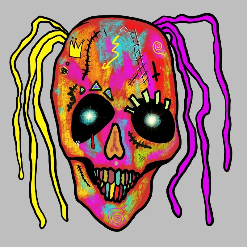 Neon Patchwork Schädel