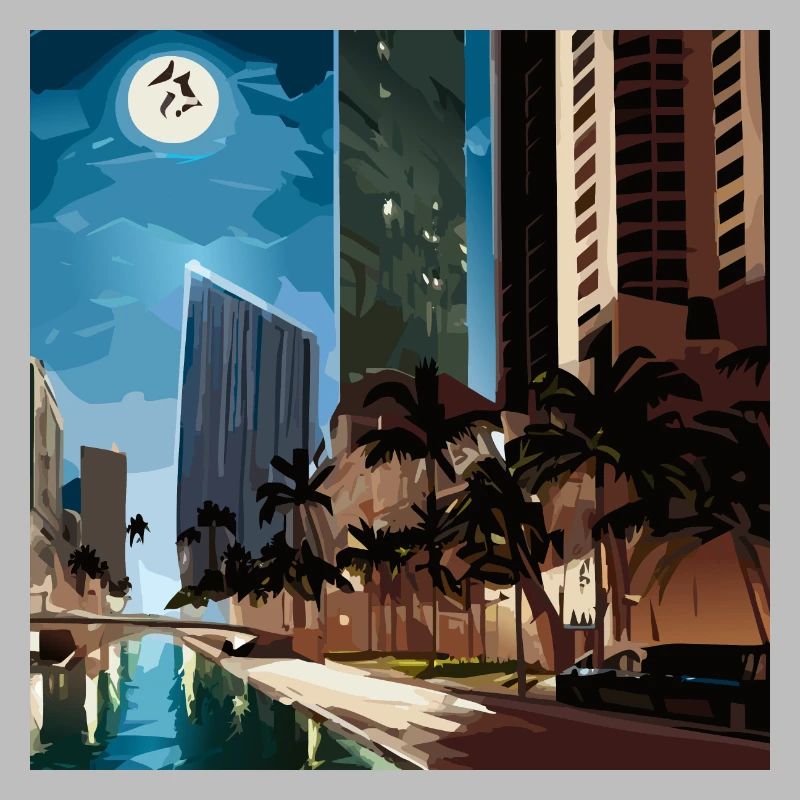 Palm trees in moonlight