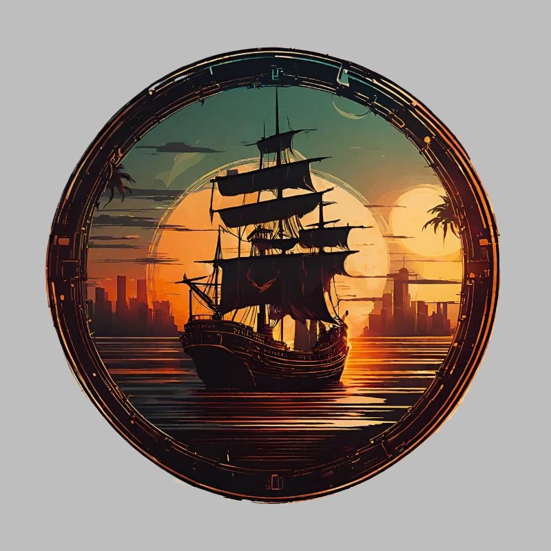 Beau bateau pirate dans de belles couleurs