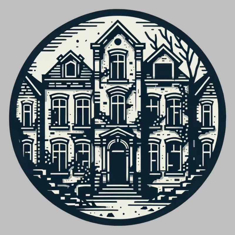maison abandonnée noir et blanc