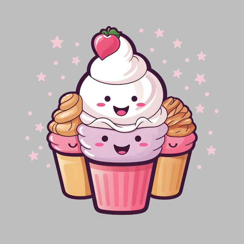 Cartoon Eiscreme - Süßes Eis mit Gesicht