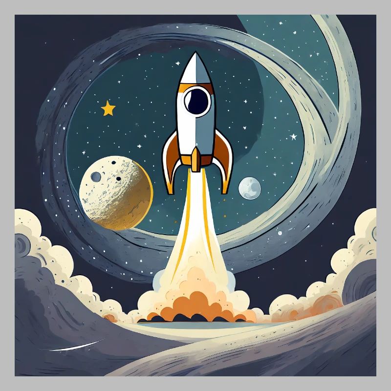 Emmenez-moi sur la lune Démarrage d’une fusée spatiale vintage