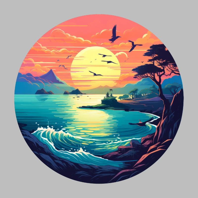 Plage au coucher du soleil