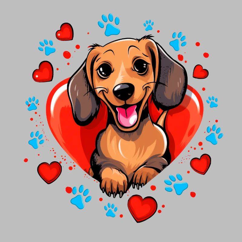 Conception de coeur de chien teckel joyeux