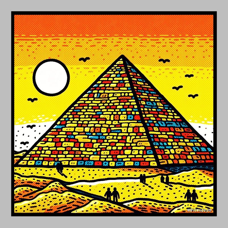 Lebendige Pyramidenkunst – farbenfrohe Hommage an die Antike z.B.