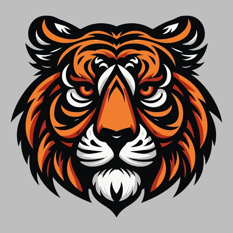 Ein grimmiges Tiger-Maskottchen entblößt seine mächtigen Reißzähne. Oder