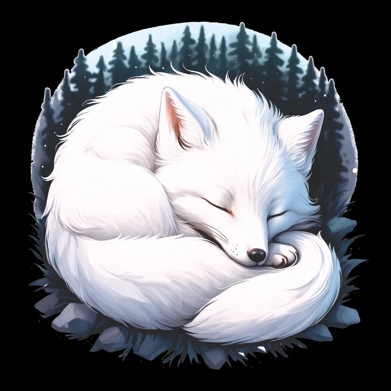 Arctic fox sleeping in the forest Fox Scandinavia Fox