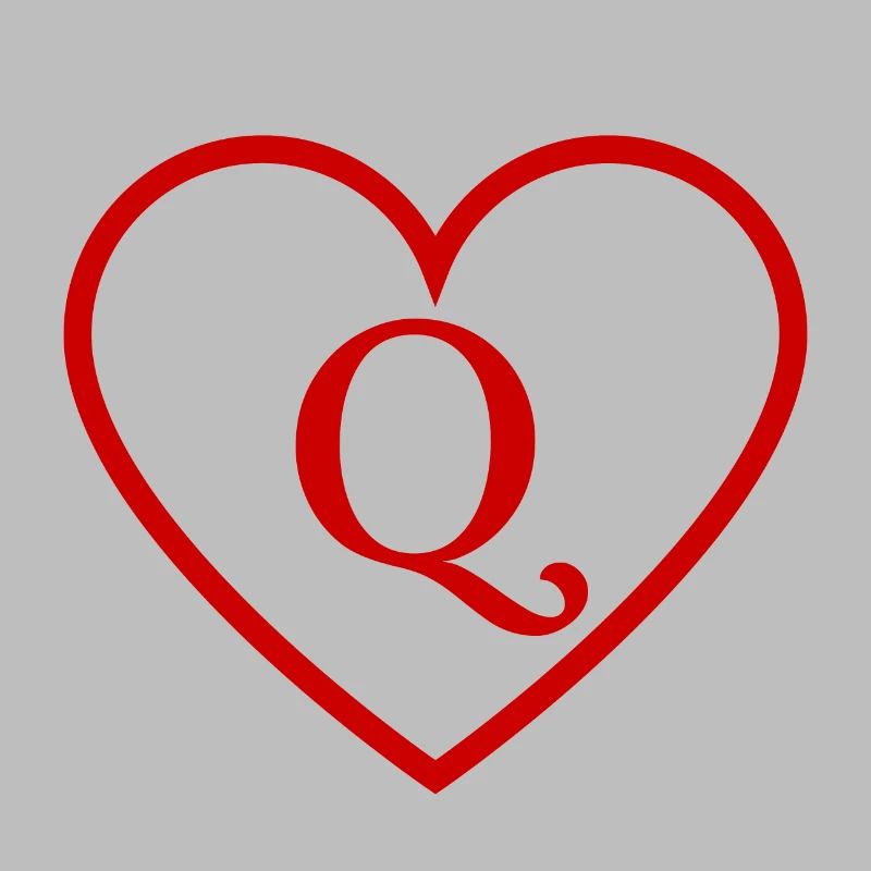 Buchstabe q rotes Herz