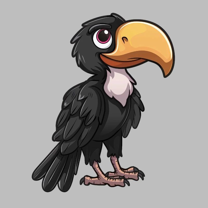 Oiseau de dessin animé mignon avec un gros bec