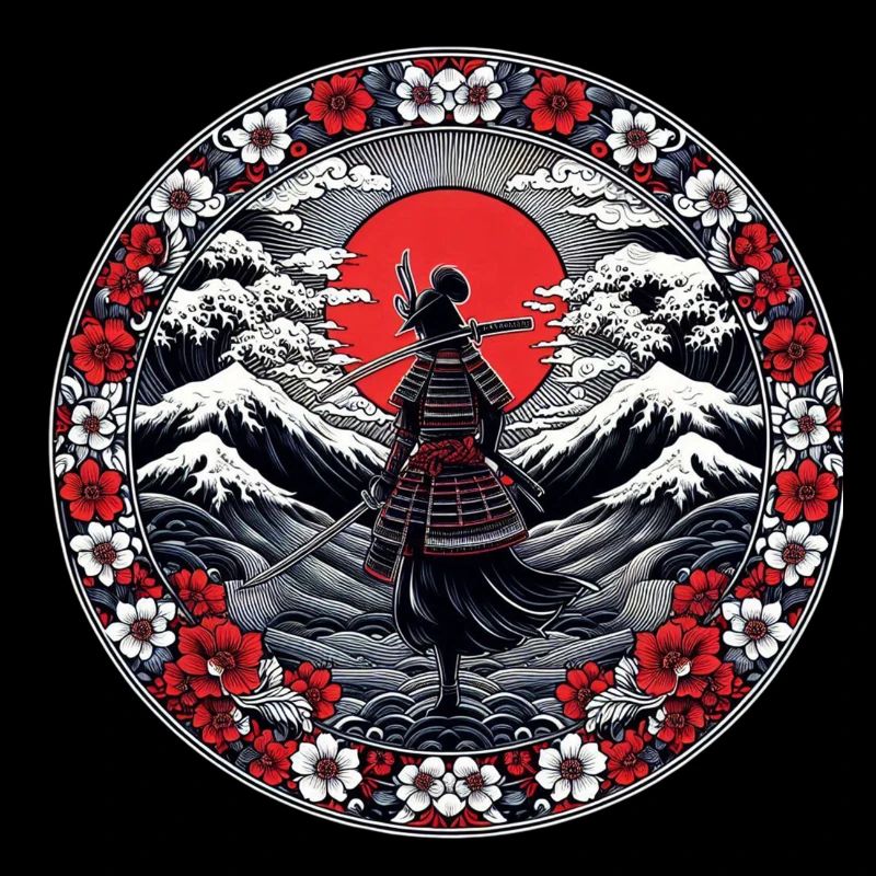 Ombre Samurai Mädchen Kirschblüte