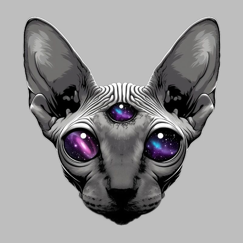 a sphinx cat with big deep black eyes