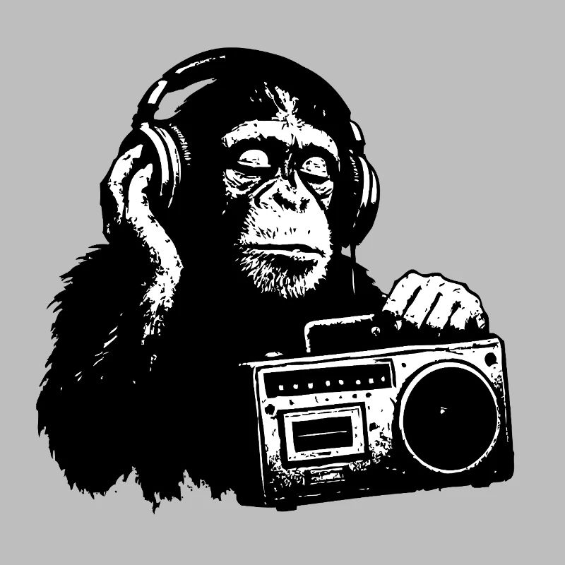 Monkey with cassette recorder