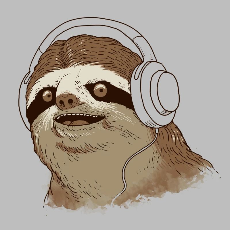 Faultier mit Kopfhörern