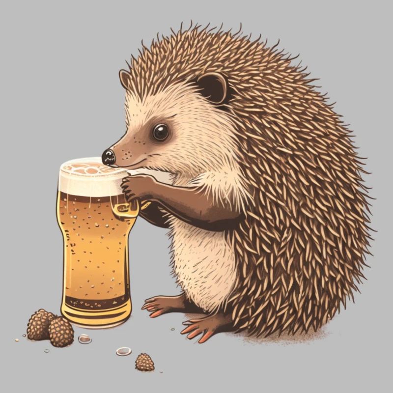 Cute hedgehog with beer
