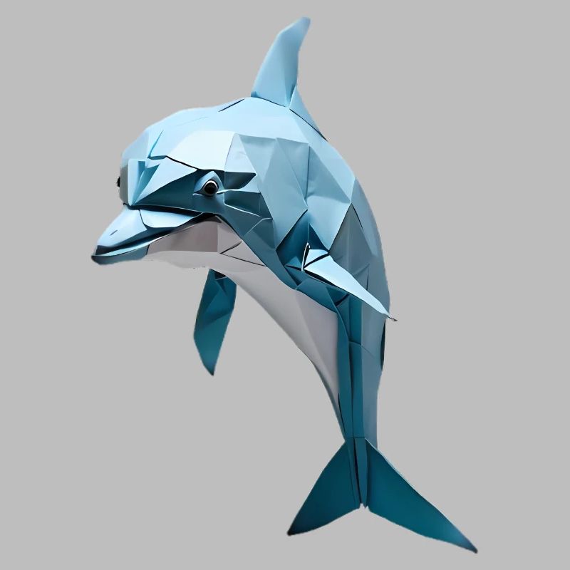Blauer Low-Poly Delfin
