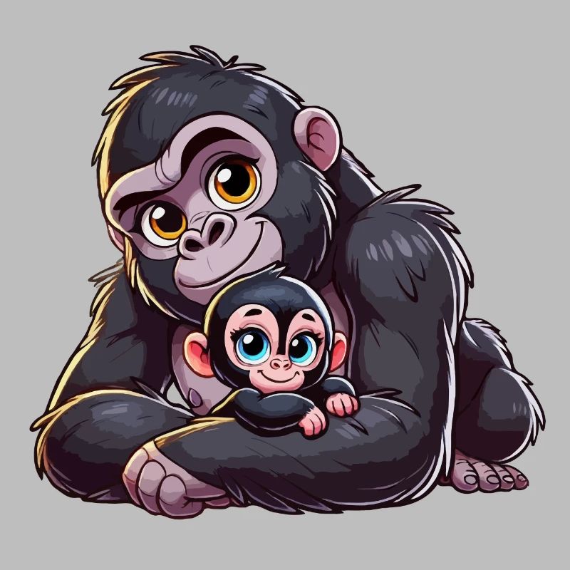 Gorilla-Mutter mit Kind