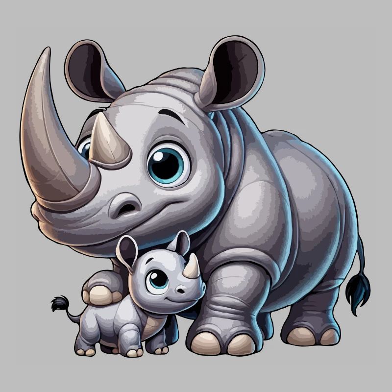 Nashornmutter mit Kind