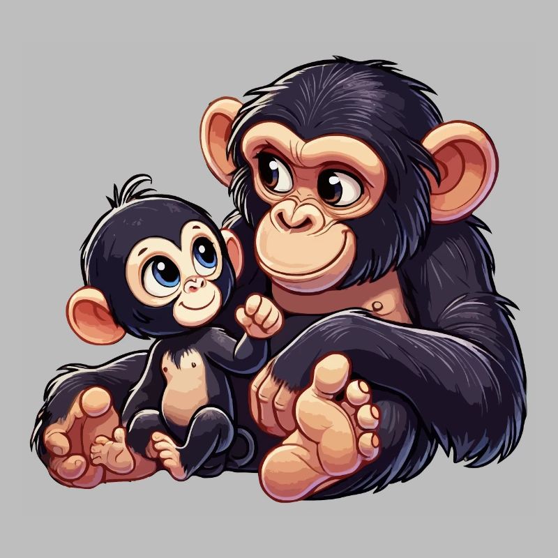 Schimpansenmutter mit Kind