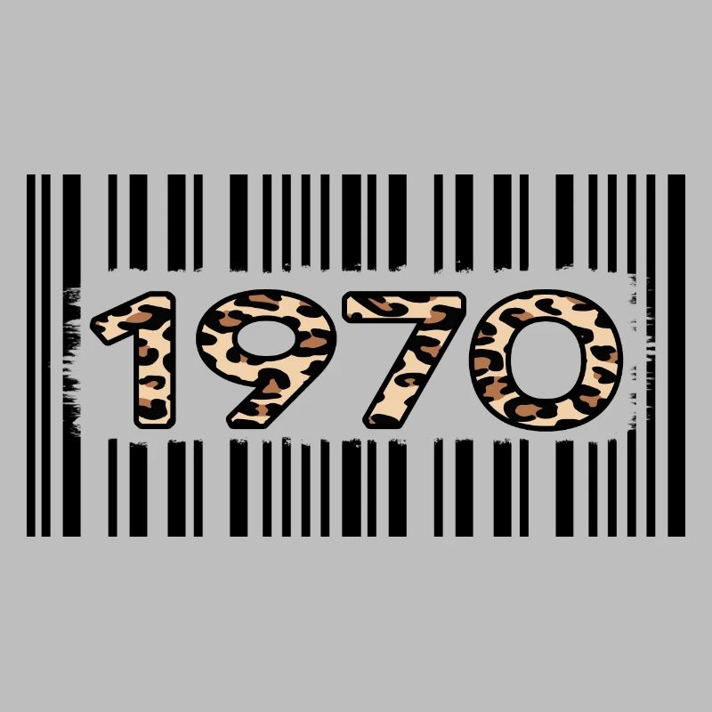 1970 birthday 52 years barcode leopard pattern