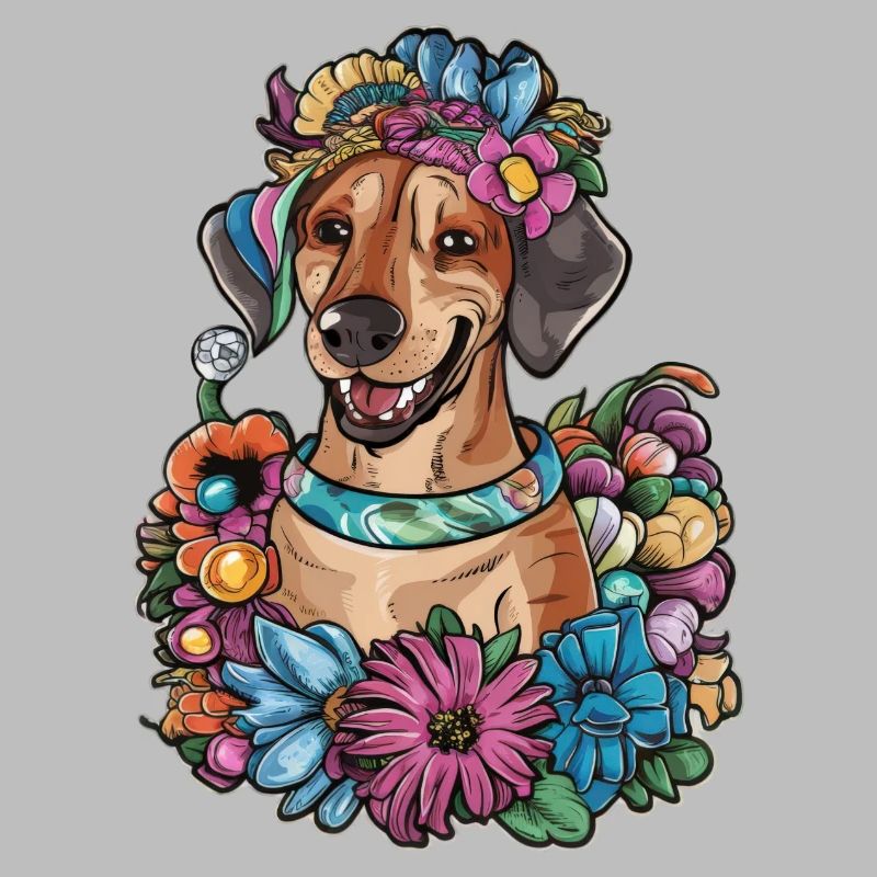 Rhodesian Ridgeback et belles fleurs