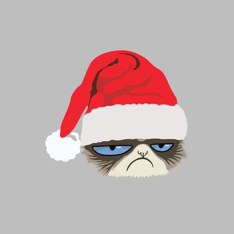 Grumpy Cat mit Weihnachtsmütze