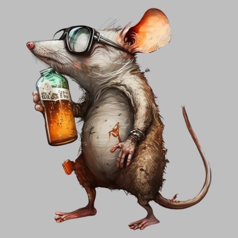 Funny beer mouse with glasses