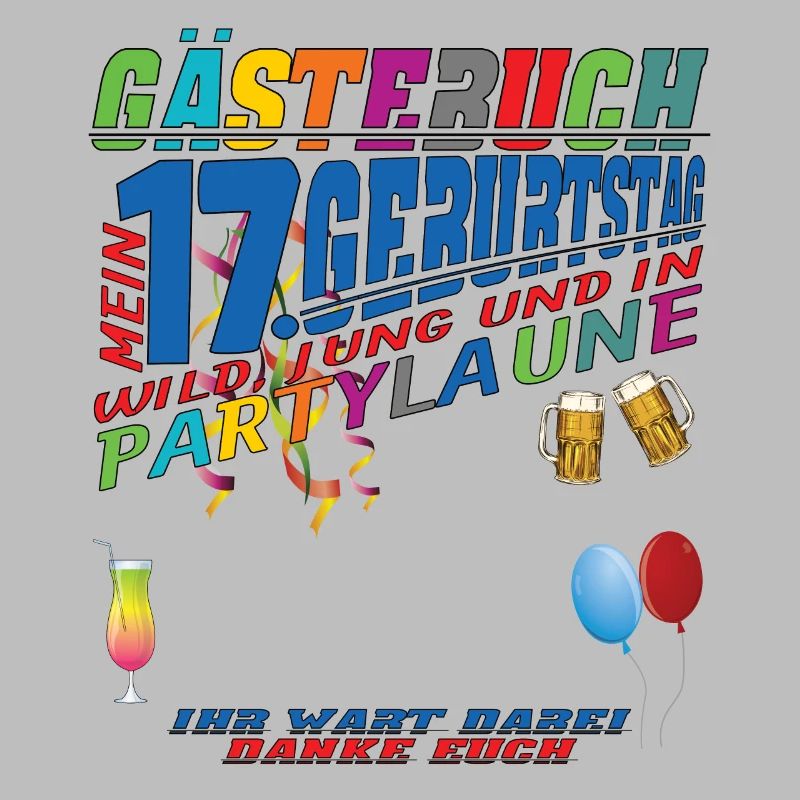 17. Geburtstag Mädchen & Junge Gästebuch