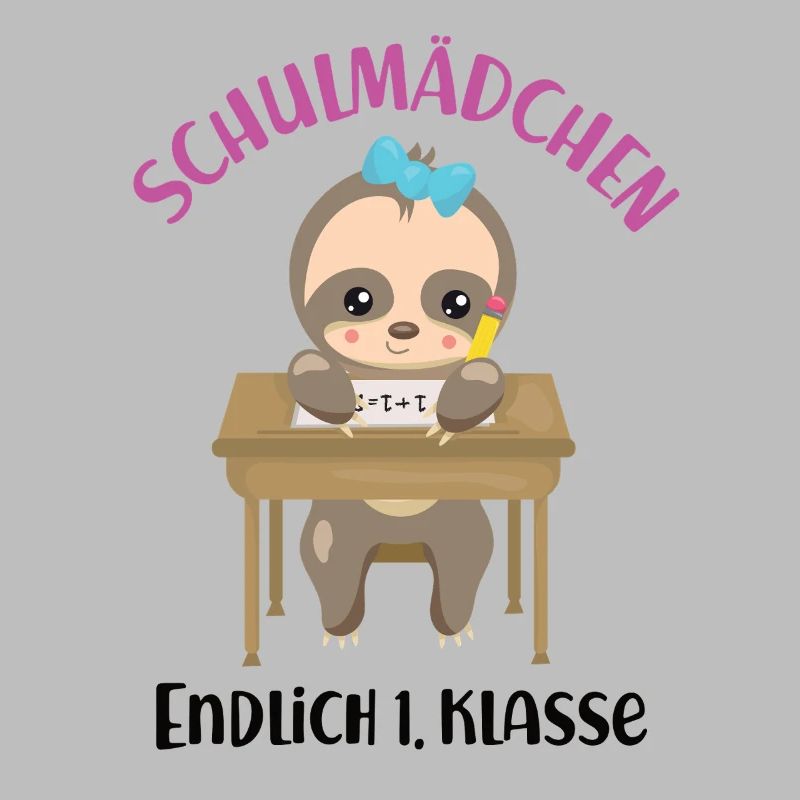 Schulmädchen Einschulung Faultier Endlich 1 Klasse